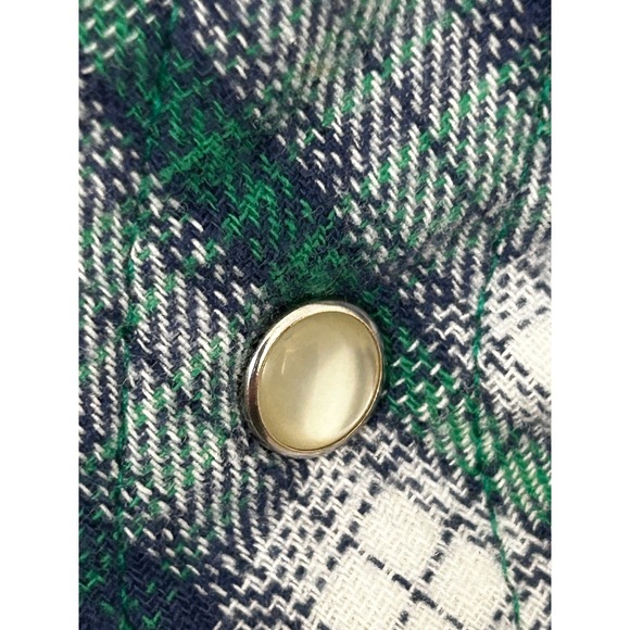 Wrangler Wrancher Shirt Blue and Green Plaid Pearly Snaps Men's Size Large - Picture 3 of 7